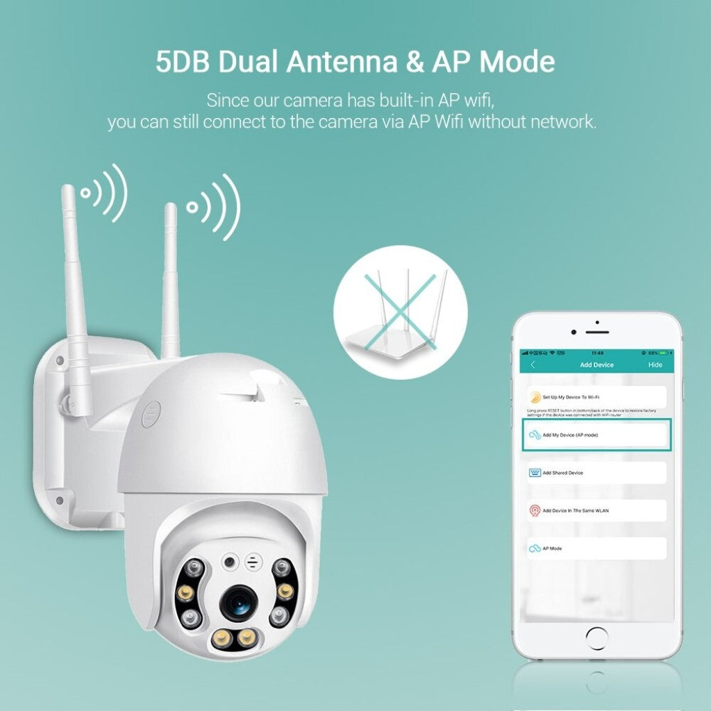 Водоустойчива,  безжична камера с нощно видеонаблюдение и запис на карта