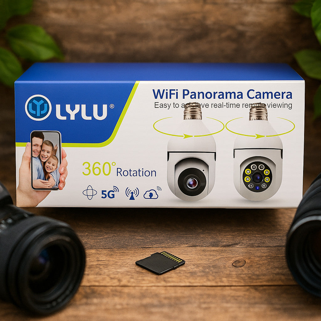 WiFi Панорамна IP Камера LYLÚ 360° във форма на крушка с нощно виждане и автоматично проследяване