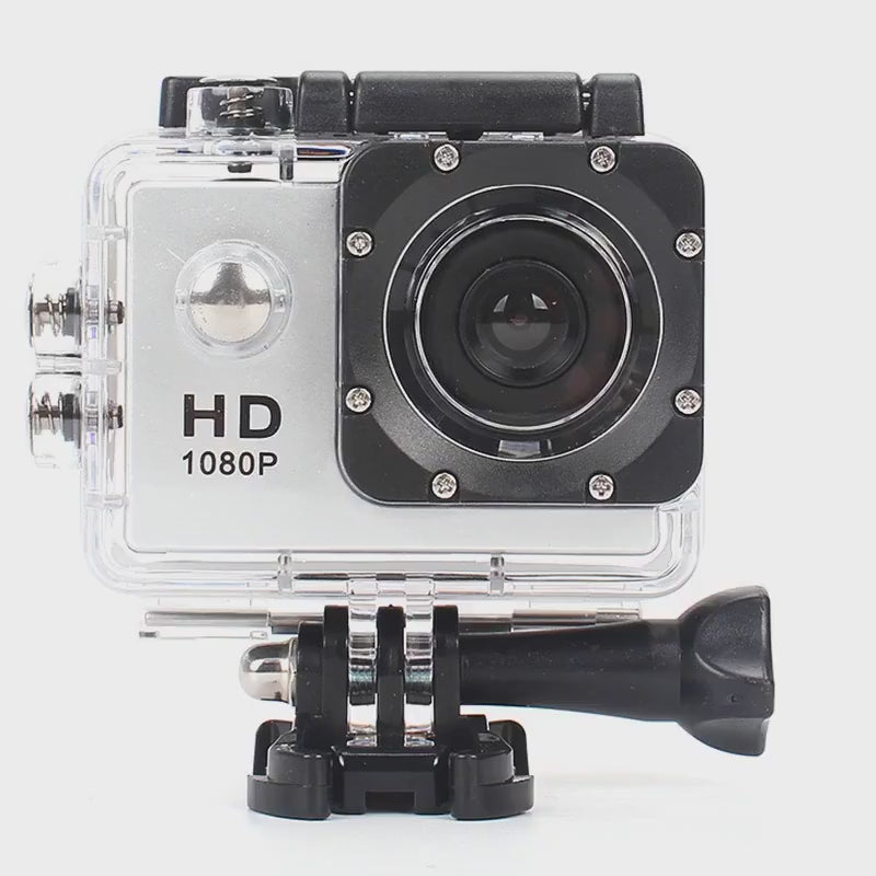 Екшън камера SPORTS CAM, водоустойчива, 4K HD/ Мегапиксели на камерата: 16; Цвят: Черен, Сребрист; Издръжлив и практичен; Размер 60 х 42 х 30 мм; Обектив: 170 ° широкоъгълен обектив; Видео формат: AVI; Разделителна способност на снимката: 16M / 12M / 10M